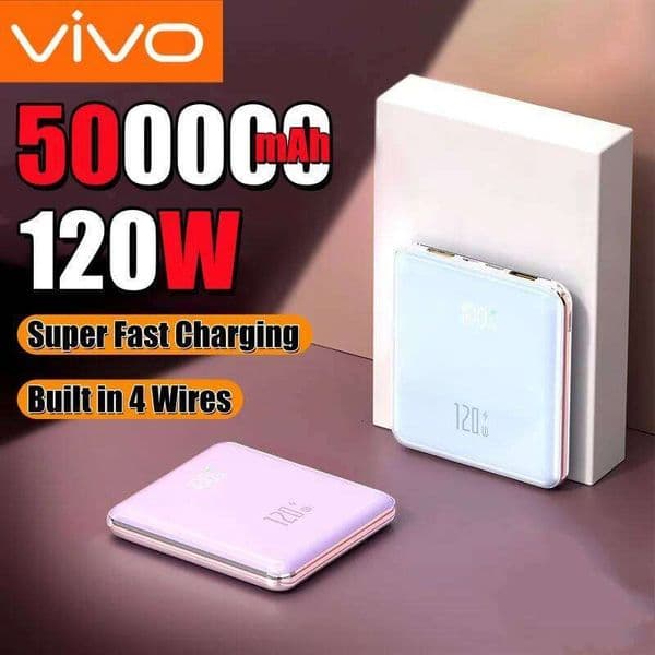 120W 500000mAh High Capacity Super Fast Charging Power Bank Built in 4 Wires Portable Battery For iPhone H260227