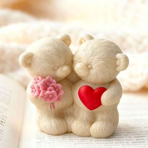 Bestseller Handmade Valentine's Day Gifts Aroma Candle Plaster Silicone Mold DIY Couple Bears Home Decoration Crafts Making Mould ddmySat