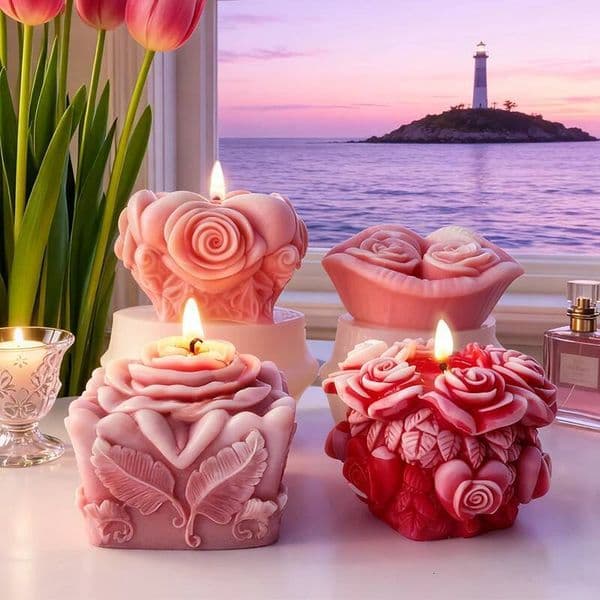 Bestseller DIY Valentine's Day Rose Flower Silicone Handmade Aroma Candle Gypsum Epoxy Resin Ornament Mold ddmySat