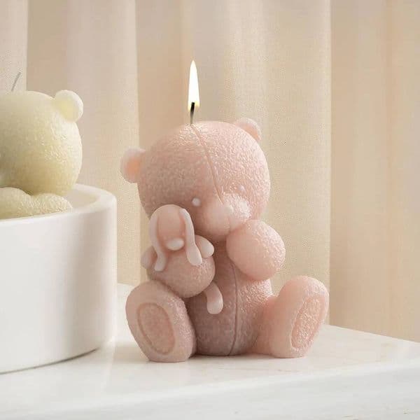Bestseller 3D Hugging Rabbit Animal Candle Silicone Teddy Bear Painting Gypsum Making Cartoon Resin Mould Birthday Party Decor Gifts ddmySat