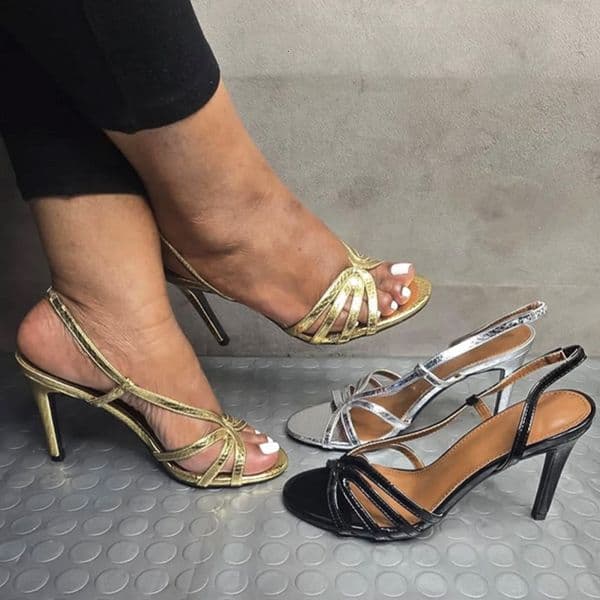 Talk To Me Heels Designer Leather Slingback Sandal New Silver Low Heel Shoes Summer Party Shoes Leather Mules 1045
