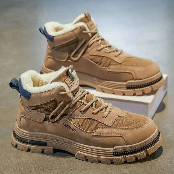 Men's casual winter warm plush outdoor cotton fashion Joker comfort non-slip soft-sole plus size sports work shoes
