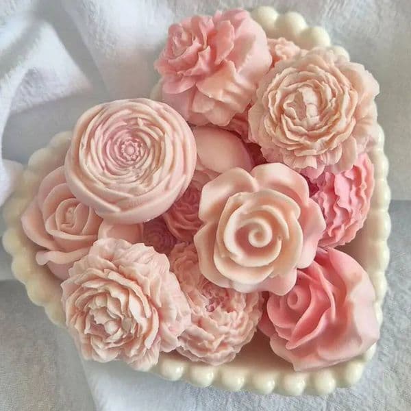 Bestseller 4pcs Rose Peony Silicone Scent Candle Mold DIY Relief Petals Resin Plaster Making Kit Handmade Romantic Candlelight Dinner Decor ddmySat