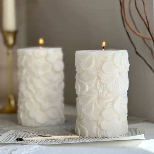 Bestseller 1-2PCS Flower Pillar Silicone Candle Mold Relief Daisy Windmill Shape for Soy Wax Scented Candles DIY Resin Gypsum Wedding Decor ddmySat
