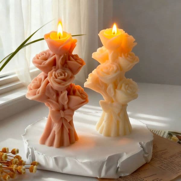 Bestseller Valentine's Day Rose Bouquet Silicone Candle Mold Handmade Aroma Gypsum Molds DIY Wedding Decoration Candles Making ddmySat