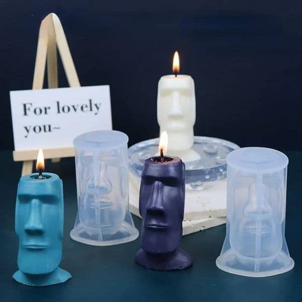 Bestseller Abstract Human Face Candle Silicone Mold Soft Easter Island Boulder Portrait Simple Aromatherapy Gypsum Resin Ice Cube Mould ddmySat