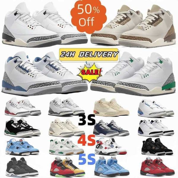With Box 4 4s Basketball Shoes 3 3s Sneakers Pizza Black Cat White Cement Brick by Bred Reimagined Military Thunder UNC Pmino Wirds Fire Dark 5 5s Sports Trainers