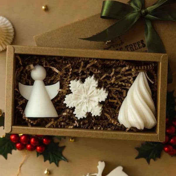 Bestseller 3pcs/set Snowflake Angel Rotating Column Scent Candle Silicone Mold Handmade Christmas Resin Plaster Making Kit for Winter Gifts ddmySat