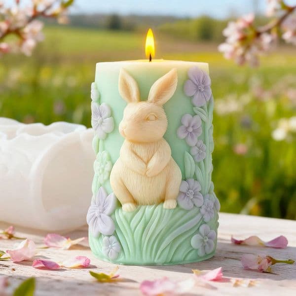 Bestseller Easter Bunny Candle Relief Pillar Silicone Mold DIY Plaster Diffuser Stone Craft Decor ddmySat