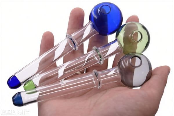Wholesale Travel Thick heady Colorful 12cm Glass Oil Burner Pipes Straight Mini Water Filter Bubbler Burners Straight Hand straw Pipe for smoking
