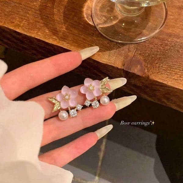 Designer Jewelry Luxury Jewelry Pink Cherry Blossom Pearl For Women, Niche Design, High-End Earrings, Sweet, Delicate, Versatile Earrings