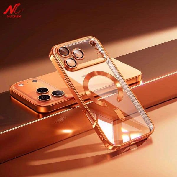 With Dust Plug Soft Plating Magsafe Case for 17 17Pro iPhone 15 16 Pro Max 16Pro Transparent Shockproof Cover