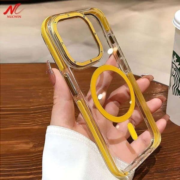Airbag Armor Transparent Case 15 16 Bracket Cases iPhone 17 Air Plus 11 12 13 14 Pro Max for Magsafe Cover