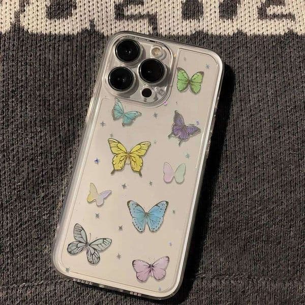 Colorful Butterfly Pattern Phone Case For iPhone 17 Air 16 15 14 11 13 12 Pro Max Mini XSMax XS XR X Soft Back Cover
