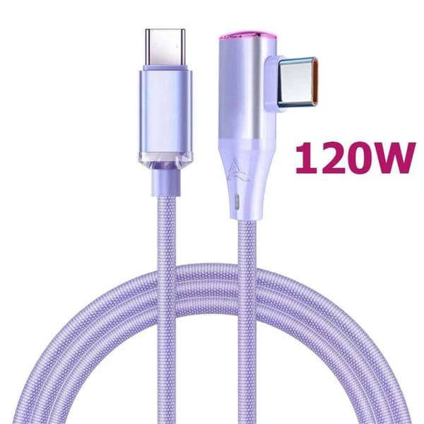 120W PD Type Fast Charging Cords 6A To Cable 90 Degree For Xiaomi Huawei Honor Oneplus Realme OPPO USB C Data Wire