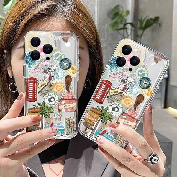 Vintage travel luggage girl Phone Case For Xiaomi Redmi 14 Pro Note 13 12 11 10 Pro+ 13C 5G 4G Clear TPU Soft Cover