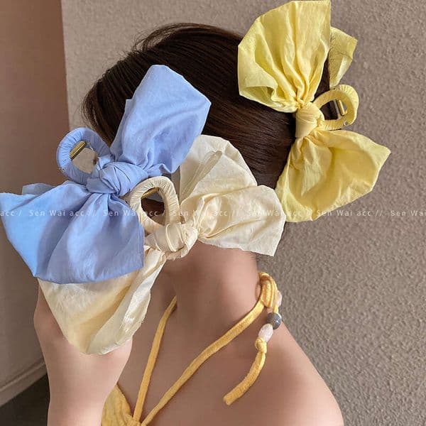 Designer Jewelry Luxury Jewelry Candy Color Large Bow Korean Style Shark Clip Back Of Head Hairpin For Thick Claw Hair