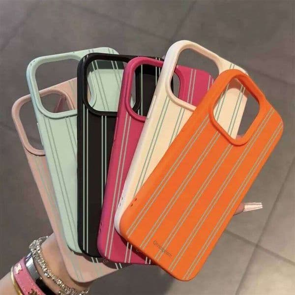 Green Stripe Lichee Pattern Phone Case For iPhone XS XR X 16 15 14 13 12 11 Pro Max 7 8 Plus Cartoon Shockproof Soft Back Cover