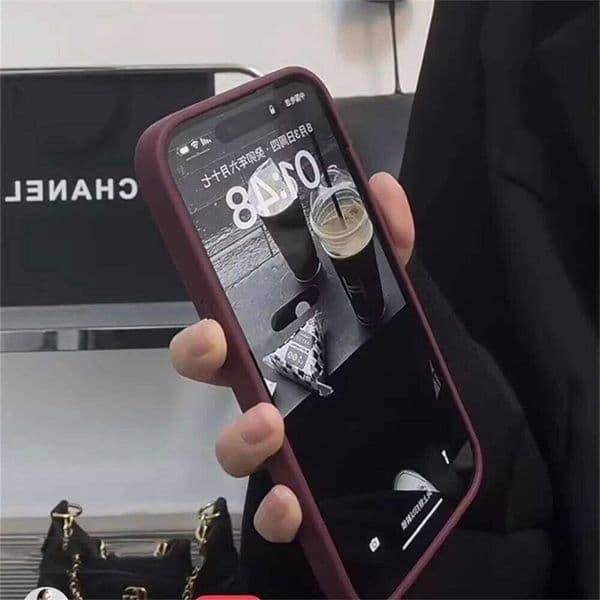 INS Korean High Sense Wine Red Phone Case For iPhone 16 15 13 11 Pro Max 12 Mini 14 Plus XR 7 8 SE Cover Liquid Silicone Shell