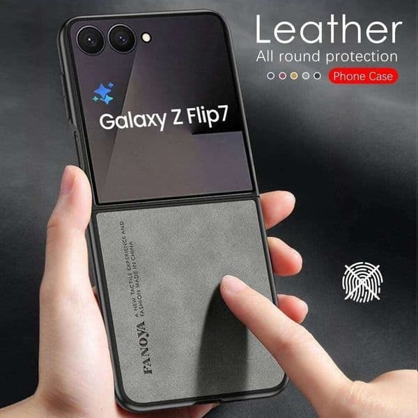 Business Sheepskin Leather Anti-Drop Protective Case For Samsung Galaxy Z Flip 7 FE 6 5 4 3 Skin Feel Matte Soft TPU Frame Cover