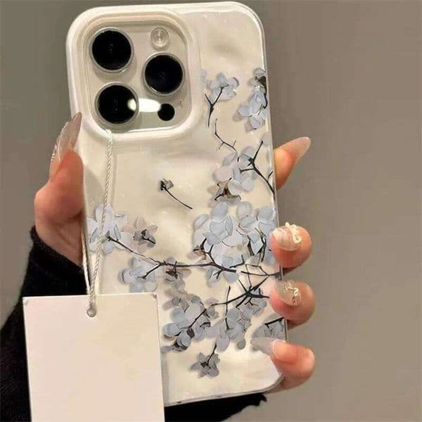 Ink Wash Plum Blossom Spring 3D Phone Case for iPhone 15 Plus 14 13 12 16 11 Pro Max 17 Air Soft TPU Shockproof Cover