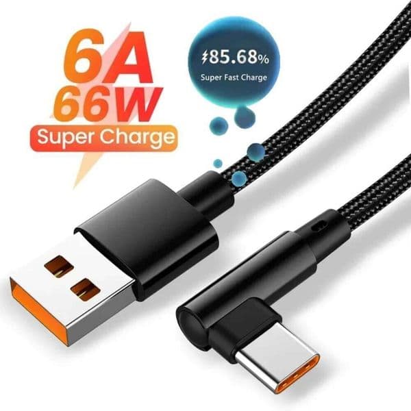 66W USB to Type C Fast Charging Cable Braided Wire For iPhone 16 Pro Huawei Xiaomi 14 15 Samsung Data Cords