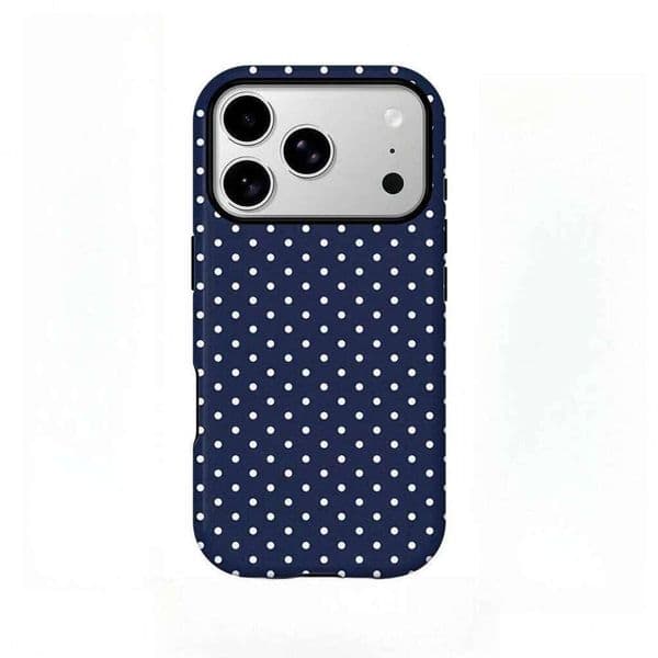 Simplified Navy Blue Dot Pattern Phone Case Suitable for iPhone 17 16 15 14 13 12 11 Pro/Max/Plus Drop and Anti Shock W260601