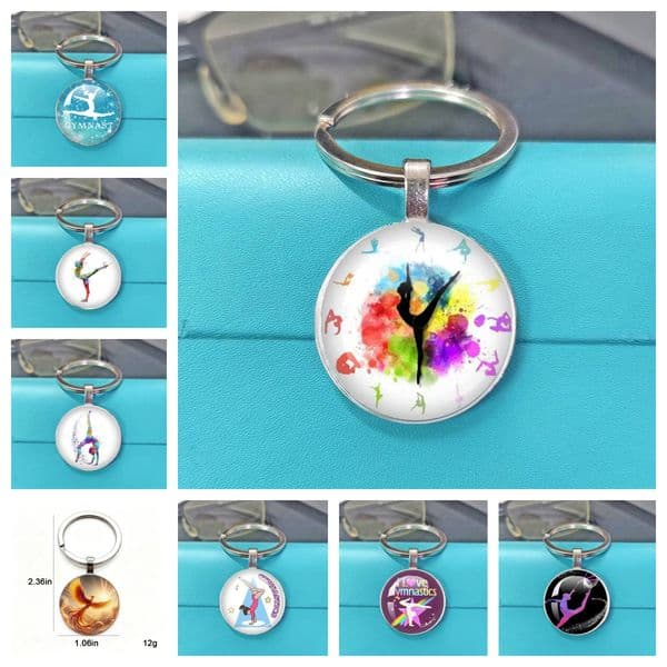 Rhythmic Gymnastics Metal Keychain Gymnast Glass Cabochon Keychain Pendant Gymnastics Dance Lover Charm Gift