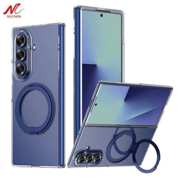 Clear Acrylic 360 Rotate Bracket Case Galaxy Z Fold 6 Magnetic Cases for Samsung ZFold 7 Stand Holder Cover