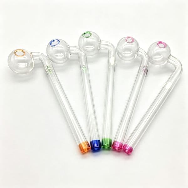 Wholesale 14cm Colorful Thick Heady Glass oil burner Pipe Portable Cuved Bent Glass hand straw tube nails Pipes For Smoking