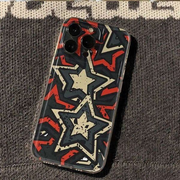 American Retro Stars Phone Case For iPhone 17 Pro Air X XR XS Max 16e 15 14 13 Mini 12 11 7 8 Plus Soft Back Cover Y2K