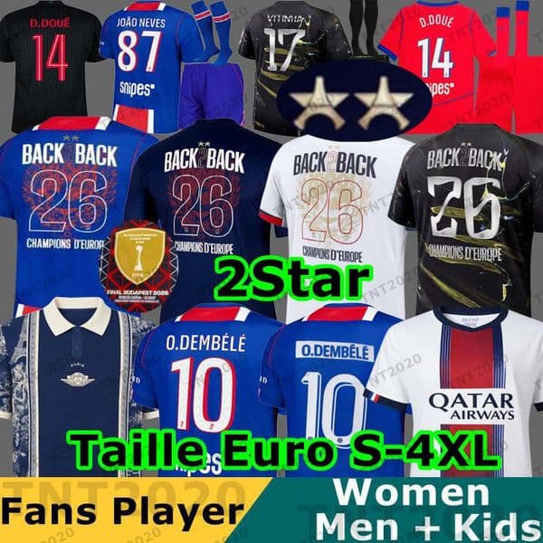 Maillot fourth Soccer Jerseys DEMBELE HAKIMI 26 27 enfants 2025 football shirts Men kits kids Equipment uniforms VITINHA CHEVALIER doue JOAO NEVES Night Edition 5th