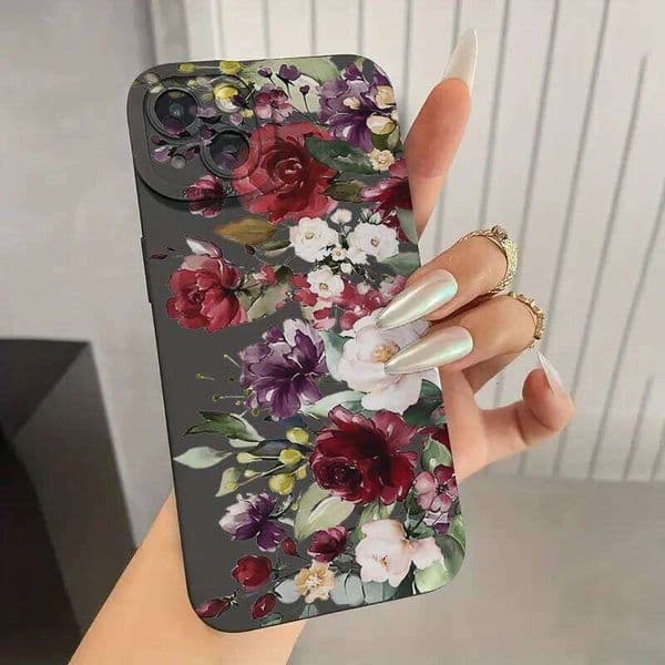 Flower Pattern Soft Phone Case For iPhone 13 12 11 Pro XS Max XR X 7 8 14 Plus 15 Matte Silicone Protective Cover