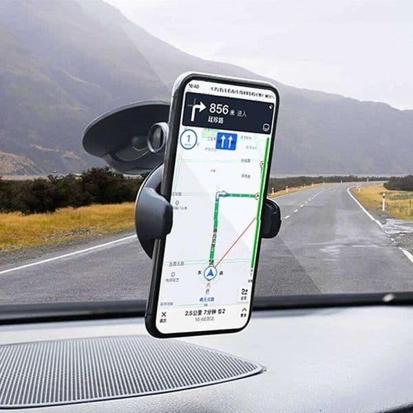 Suction Cup Car Phone Holder 360° Rotating Dashboard Mount Universal Smartphone Anti Vibration Design Adjustable Viewing Angle