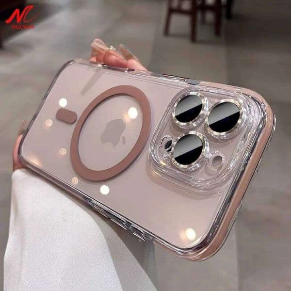Anti-skid Bumper Transparent Magsafe Case 15 Plus Magnetic Wireless Charge Cover for iPhone 13 14 16 Pro Max