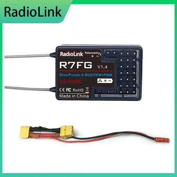 RadioLink R7FG 2.4GHz 7CH Dual Antenna Reciever High Voltage Integrated Gyro Version Radiolinks RC6GS RC Transmitter