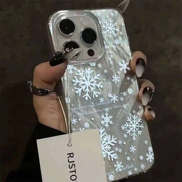 Elegant Winter White Snowflakes Phone Case For iPhone Air 16 15 14 13 12 11 17 Pro Max X XR XSMax 7 8 Plus Hard Back Cover