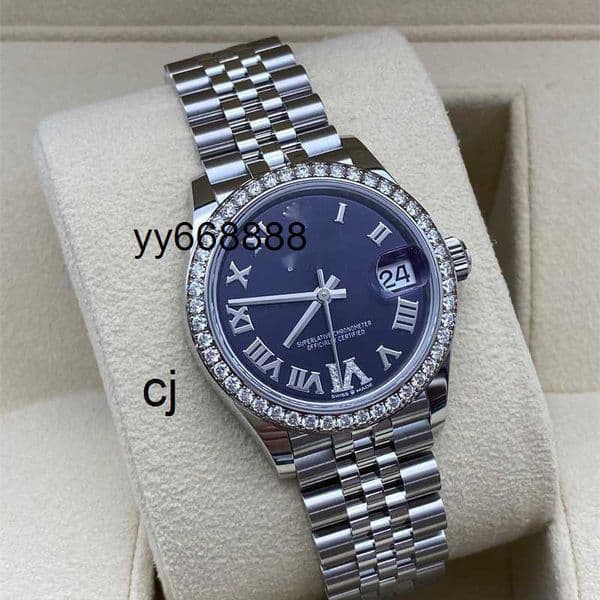 Luxury Watches Diary Series 278384-0030 Purple Roman Ring Diamond Mens Wristwatch Automatic Mechanical Watch cygood