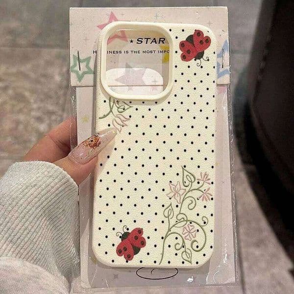 Full Screen Dot Seven-Spotted Ladybug Phone Case For iPhone Air XSMax XS XR X 17 16 15 14 11 Pro Max 13 12 Soft Cover