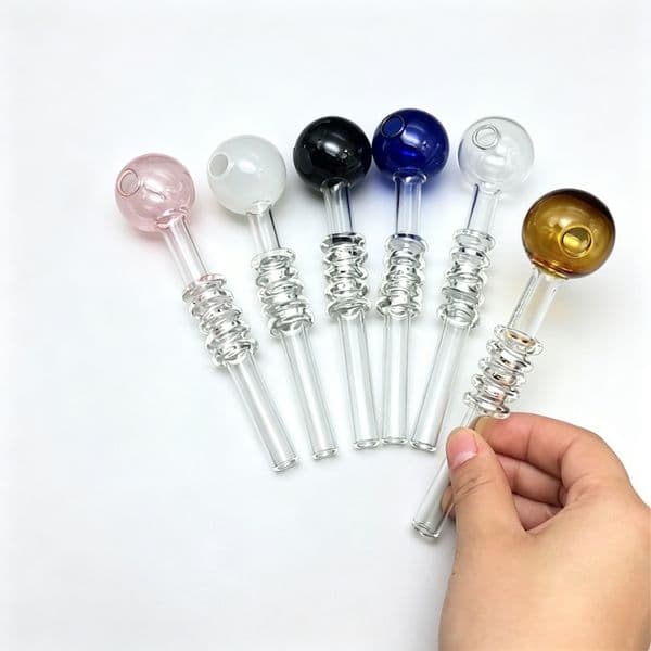 Travel 5.5inch Colorful Thick Heady Glass oil burner Pipe Portable Urban Glass hand straw tube nails Pipes For Smoking