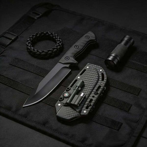 Jefrey Collins Cross-border best-selling outdoor tactical K sheath knife, camping survival tool with whistle, magnesium rod, compass, and flashlight