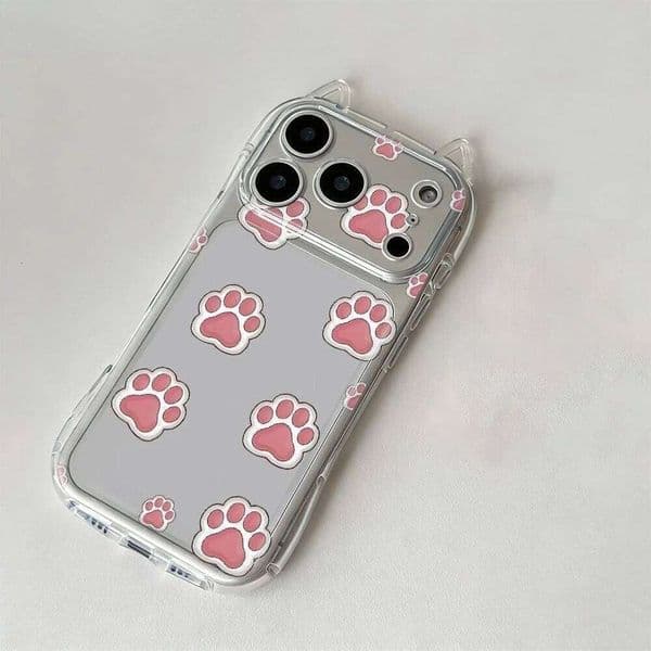 Pink Dog Claw Cat ears Phone Case For iPhone 17 Air 16 15 14 11 Pro Max 13 12 XSMax XS XR X Soft Back Cover