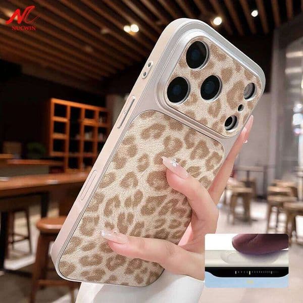 Luxury Imitate Upgrade Leopard Print Phone Case For iPhone 13 14 15 16 17 Pro Max 17Pro Plating Bumper Shockproof Cases Cover