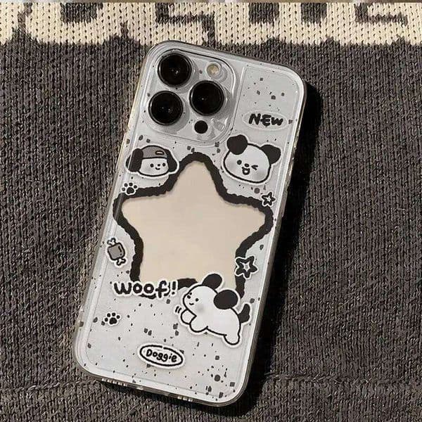Hollow-Out Star Puppy Phone Case For iPhone Air 17 16 15 14 13 12 11 Pro Max Mini XSMax XS XR X 7 8 Plus Soft Cover