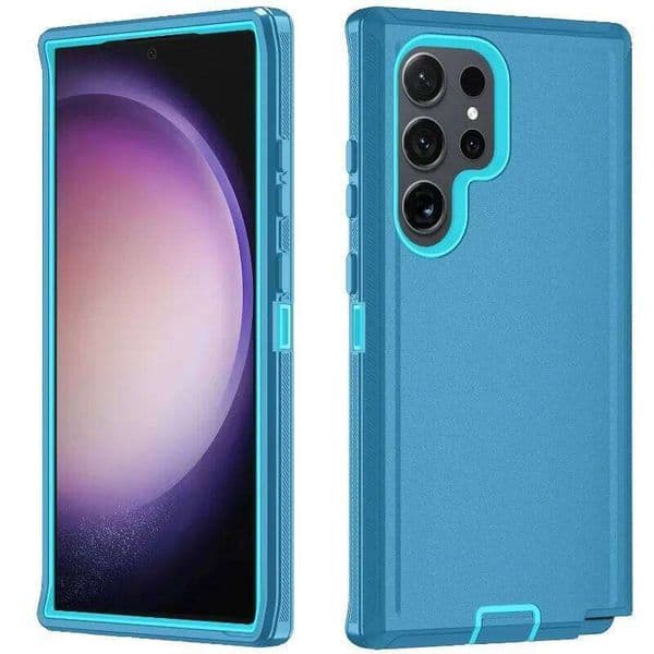 Rugged 3IN1 Armor Phone Case for Samsung Galaxy S25 S24 S23 S22 S21 S20 FE Plus Note 20 Ultra Shockproof PC+TPU Defender Cover