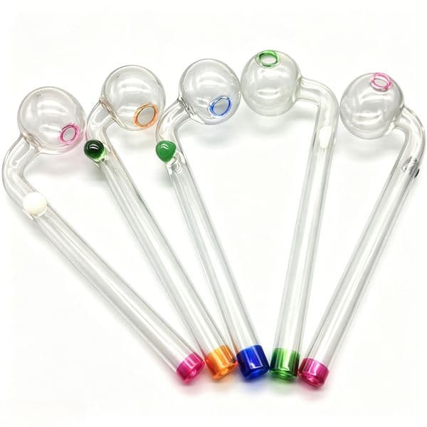 Travel 14cm Colorful Thick Heady Glass oil burner Pipe Portable Cuved Bent Glass hand straw tube nails Pipes For Smoking