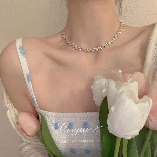 Designer Jewelry Luxury Jewelry Vintage French-Style Pearl Necklace For Women, Light Luxury Design, Elegant Socialite Style Choker, Versatile Baroque