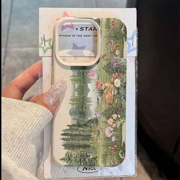 Forest Deer Floral Pattern TPU Phone Case For iPhone Pro 15 14 13 12 11 XS 16 Max X XR 17 Air Shockproof Soft Cover