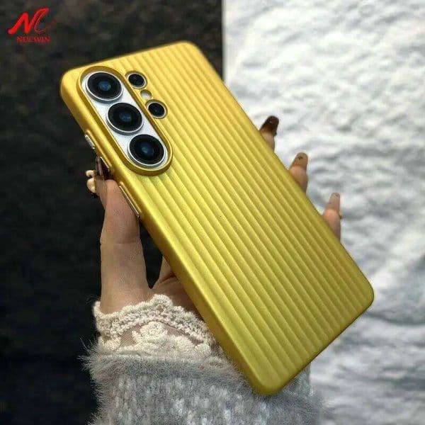 Luggage Stripes Metallic Paint Armor Case For Samsung Galaxy Plus S25 S24 S23 S26 Ultra Shockproof Slim Matte PC Cover Funda