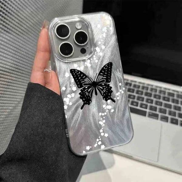 Pretty Black Butterfly Phone Case For iPhone 17 Air 16 15 14 11 13 12 Pro Max XSMax XS XR X Senior Hard Back Cover